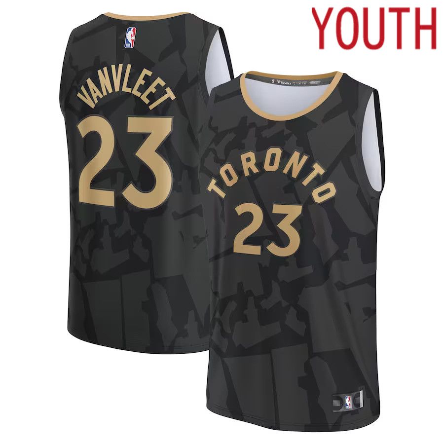 Youth Toronto Raptors 23 Fred VanVleet Fanatics Branded Black City Edition 2022-23 Fastbreak NBA Jersey